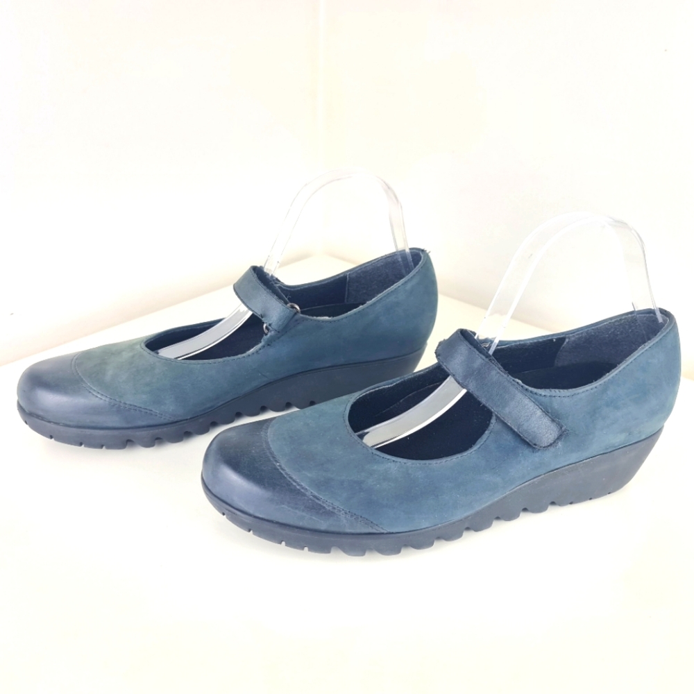 Munro Mary Jane Shoes Womens Blue Nubuck Leather Journey Comfort Size 11 - Picture 1 of 15